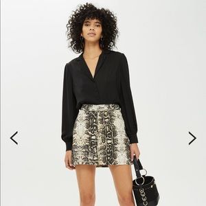 Topshop snake print denim skirt